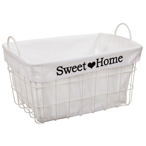 Cos pentru depozitare, Sweet Home, Creaciones Meng, 42x30x22 cm, metal/poliester, alb