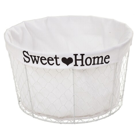 Cos pentru depozitare, Sweet Home, Creaciones Meng, 40x22 cm, metal/poliester, alb