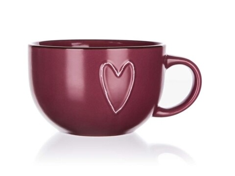 Cana Jumbo, Heart, Banquet, ceramica, 730 ml, bordo