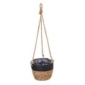 Ghiveci suspendabil, Creaciones Meng, 20x16 cm, stuf, natural/negru