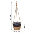 Ghiveci suspendabil, Creaciones Meng, 20x16 cm, stuf, natural/negru