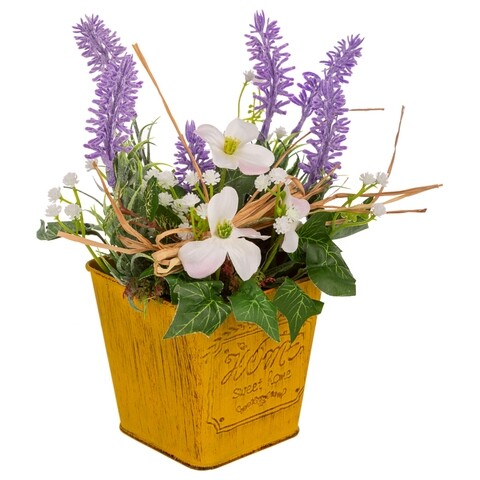 Floare artificiala in ghiveci, Olivia, Creaciones Meng, 9.5x9.5x24 cm