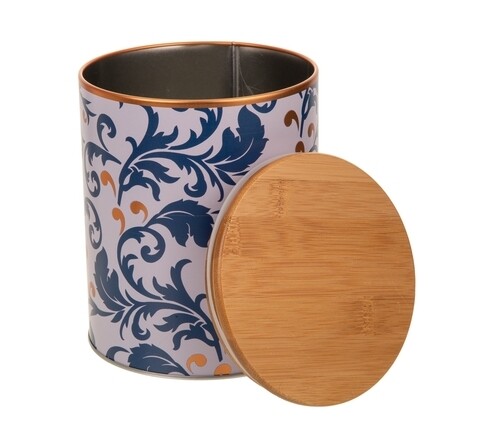 Recipient cu capac, Classic Flower, Creaciones Meng, 13.5x16.5 cm, metal/bambus