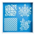 Tava pentru servire, Creaciones Meng, 35x35 cm, lemn/sticla, albastru