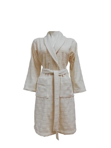 Halat de baie Demore, Class, XL, bumbac velur, 420 gr/mp, Crem