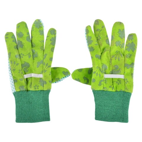 Manusi gradinarit pentru copii, Esschert, 11 x 19.7 cm, bumbac/poliester/vascoza/PVC, verde