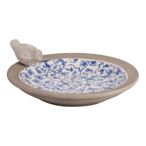 Hranitor/baie pentru pasari, Esschert, Aged, 33.5 x 10.8 cm, ceramica, multicolor