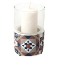 Suport de exterior pentru lumanare, Esschert, Portuguese Hurricane, 11 x 16.8 cm, beton/sticla, multicolor
