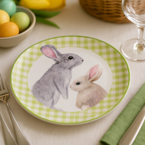 Platou pentru servire Bunny, Ø24 cm, dolomit, verde