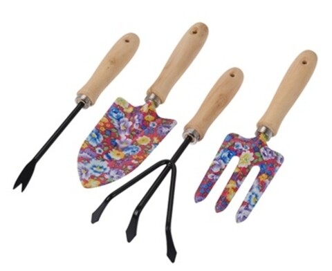 Set 4 ustensile de gradina Flower, metal, multicolor