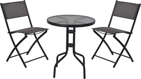 Set mobilier de gradina Simpla, 3 piese, negru