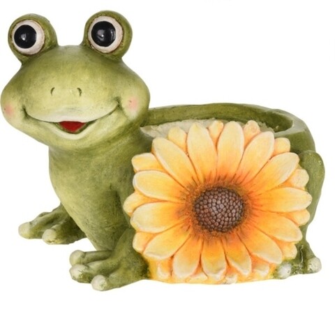 Frog with sunflower Virágcserép 35x25,5x25 cm, magnézium oxidált