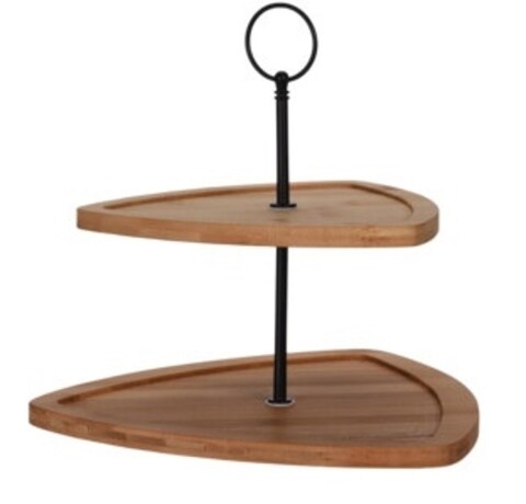 Suport pentru prajituri Triangle, 2 etaje, bambus