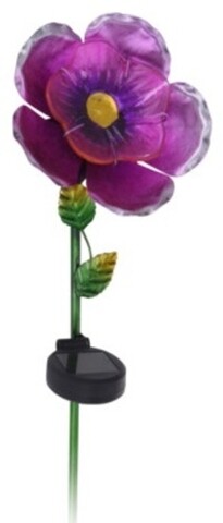 Lampa de gradina Flower, 15.5x11x81 cm, metal, roz