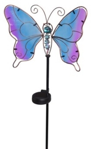 Lampa de gradina Butterfly, 25x9x105 cm, metal, albastru/mov