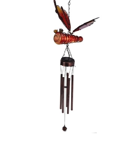 Lampa de gradina cu clopotei Dragonfly , 32x22x100 cm, metal, rosu