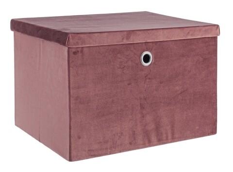 Cutie cu capac pentru depozitare, Velvet Pink, Bizzotto, pliabila, 40x30x25 cm, otel/catifea