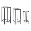 Set 3 suporturi pentru ghivece Paloma Square, Bizzotto, 28 x 28 x 68 cm, otel/ceramica
