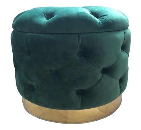 Taburet cu spatiu pentru depozitare, Rich, Mauro Ferretti, 55x42 cm, lemn de larice/poliester, verde