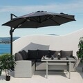 Set coltar 3 piese, Kiara, pentru exterior, 239 x 170 x 73 cm, gri