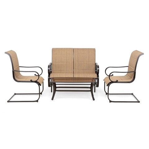 Set 2 fotolii, canapea balansoar si masuta, Tribeca, maro/bej