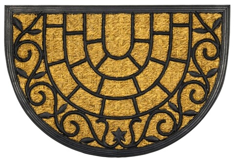 Covoras de intrare, Olivo Tappeti, Promo Mezzaluna 4, Brick, 40 x 60 cm, cauciuc/fibra cocos, maro/negru