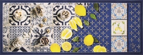 Covor pentru bucatarie, Olivo Tappeti, New Smile Modern, Blue Lemons, 50 x 80 cm, nailon, multicolor