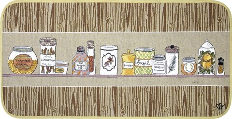 Covor pentru bucatarie, Olivo Tappeti, Carpet Queen 2, Jars, 55 x 230 cm, 80% bumbac, 20% poliester, multicolor