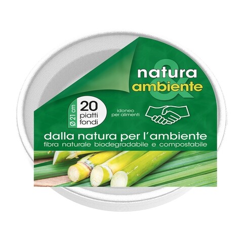 Set 20 boluri biodegradabile, Natura si ambient, 21 cm Ø, fibra din trestie de zahar