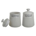 Set 2 recipiente cu capac Coffee Sugar, Inart, 11x16 cm, portelan