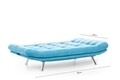 Canapea extensibila Misa Sofabed, Futon, 3 locuri, 198x128 cm, metal, turcoaz
