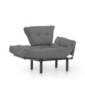 Fotoliu extensibil Nitta Single, Futon,135x70 cm,metal, gri