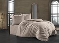 Lenjerie de pat dubla Camel Duz, Majoli Home Collection, 6 piese, 240x260 cm, bumbac satinat, camel cream