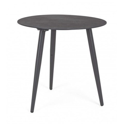 Masa de cafea pentru gradina Ridley, Bizzotto, Ø50 x 48 cm, aluminiu, gri carbune