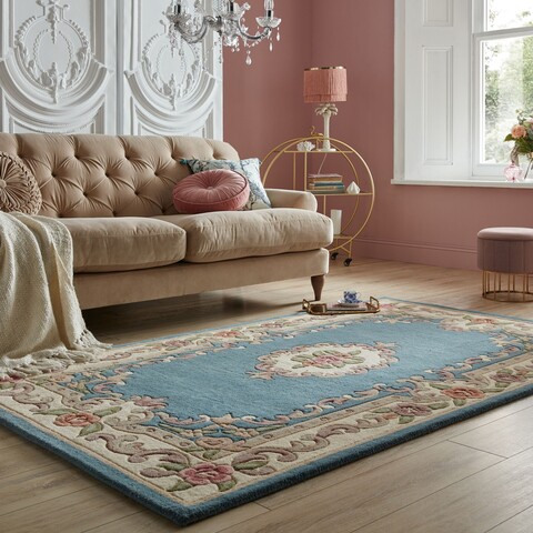 Covor Aubusson Blue, Flair Rugs, 120x180 cm, lana, albastru