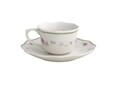 Set 2 cesti cu farfurie pentru cafea, Nonna Rosa v1, Brandani, 14x6.5 cm, portelan