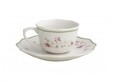 Set 2 cesti cu farfurie pentru cafea, Nonna Rosa v1, Brandani, 14x6.5 cm, portelan