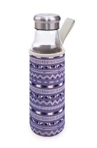 Palack hőszigetelő borítással Nyilak, Iris Barcelona, 550 ml, boroszilikát / neoprén palack, lila