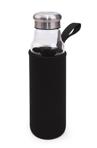 Sticla cu husa termoizolanta, Iris Barcelona, 550 ml, sticla borosilicata/neopren, negru