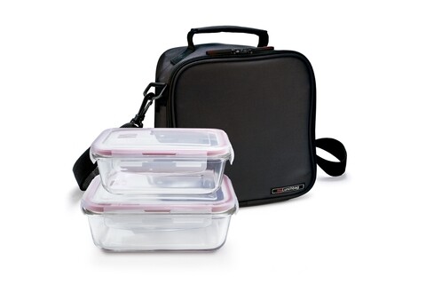 Set geanta termoizolanta si 2 caserole 0.57 L + 0.84 L, Basic, Iris Barcelona, negru