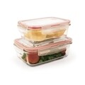 Set geanta termoizolanta si 2 caserole din sticla borosilicata 0.57 L + 0.84 L, Basic, Iris Barcelona, rosu