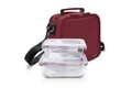 Set geanta termoizolanta si 2 caserole din sticla borosilicata 0.57 L + 0.84 L, Basic, Iris Barcelona, rosu