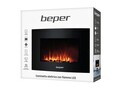 Semineu electric Beper, 1750W-2000W, 66x15x52 cm, otel/sticla temperata, negru