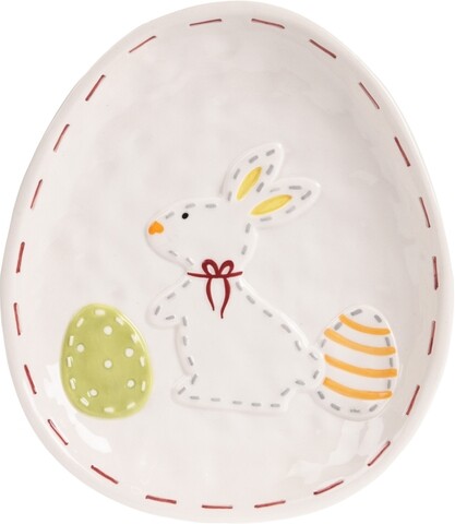Platou pentru servire Rabbit Dotted Line, 21x18 cm, dolomit, multicolor