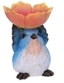 Decoratiune Bird with flower, 19x16x20.5 cm, polistone, portocaliu/albastru