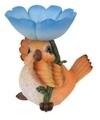 Decoratiune Bird with flower, 19x16x20.5 cm, polistone, albastru/portocaliu