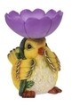 Decoratiune Bird with flower, 19x16x20.5 cm, polistone, mov/galben