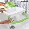 Tocator multifunctional cu tava, recipient si scurgator integrat 3-in-1 InnovaGoods, 41-48x28.5x7 cm