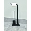 Suport hartie igienica si perie de toaleta Cade, iDesign, 23x13.5x64 cm, negru