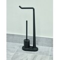 Suport hartie igienica si perie de toaleta Cade, iDesign, 23x13.5x64 cm, negru